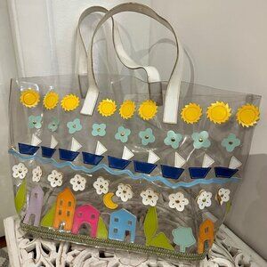 Braccialini plastic beach bag with leather accents